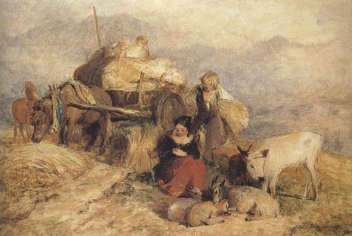 Sir edwin henry landseer,R.A. Sketch for Harvest in the Highlands (mk37) oil painting image
